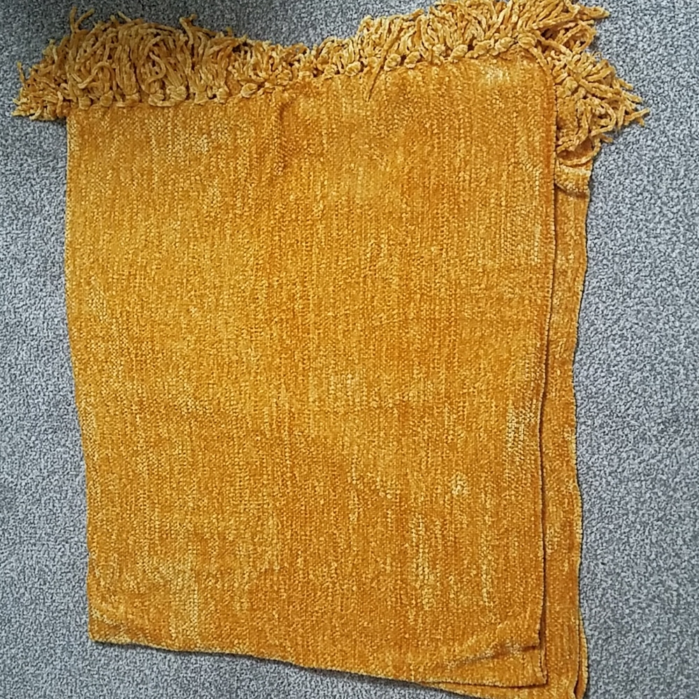 Orange Fringed Throw Blanket